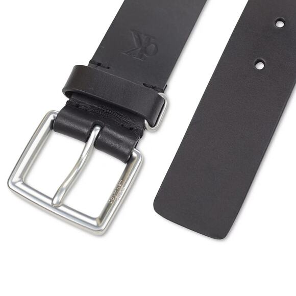 Calvin Klein Jeans Mens Leather Belt with Keeper Ring Medium 34 36 Black Silver - Picture 4 of 15